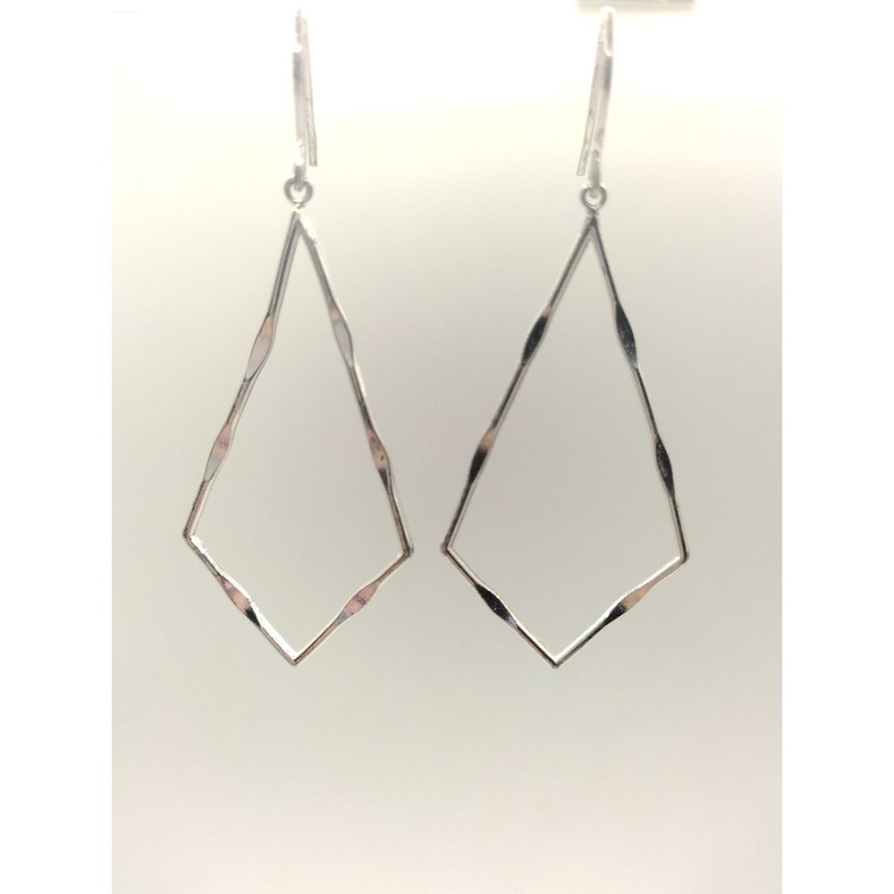 Sterling Silver 925 Cut Out Coffin Kite Shape Dangle Earrings